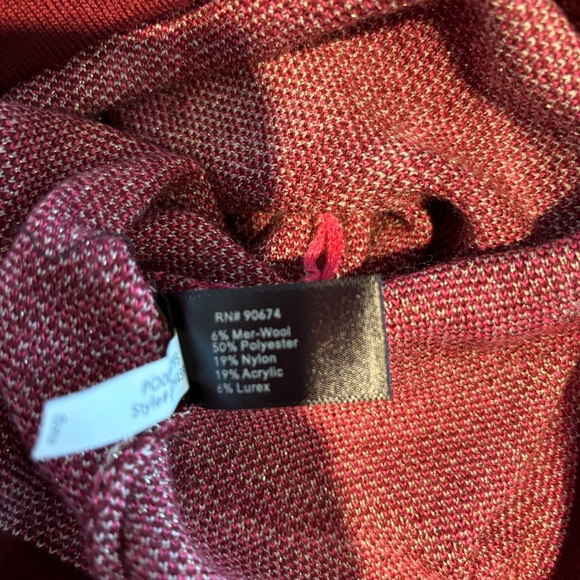 Boston Proper Merino Wool Jacquard Pink Sweater Size Small - Picture 6 of 7